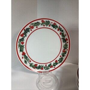 VTG Curzon Christmas Holly Berries Salad Dessert Plates 8 Inch Japan Set of 8